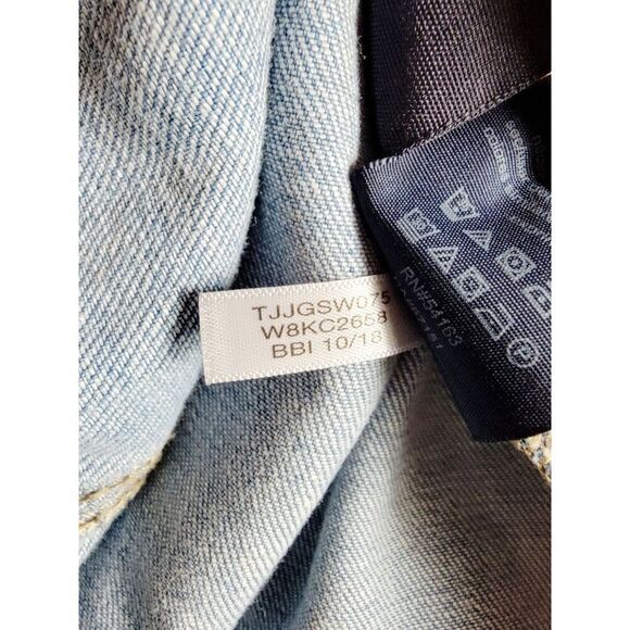 Tommy Hilfiger 2X Hoodie Women Full Zip Denim Jacket Patches Acid Wash - Picture 12 of 13